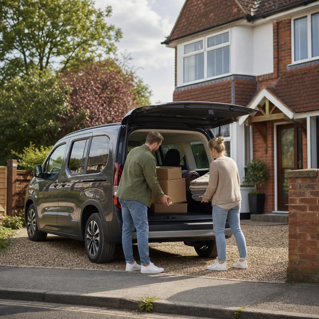 Rental van parked near residential streets in Bishopstoke
