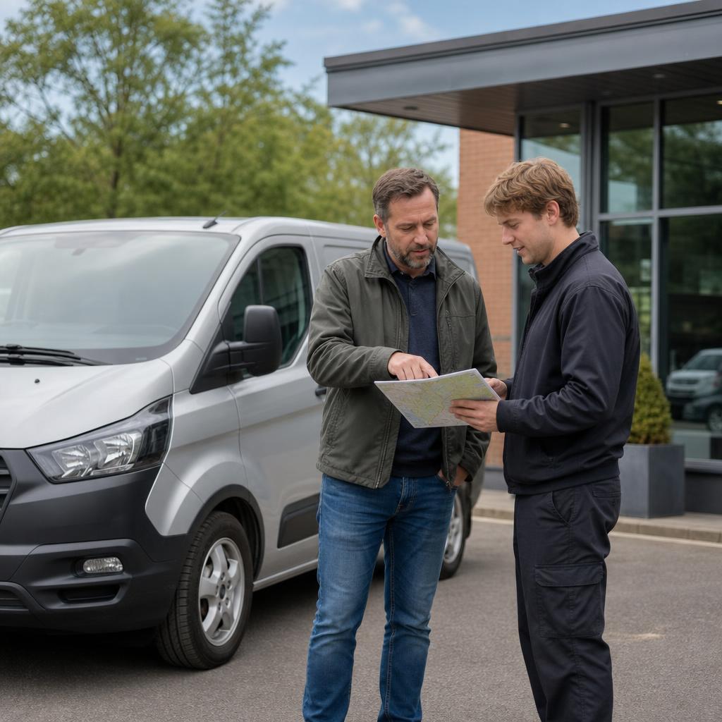 Hire vehicle on a road through Chandler's Ford